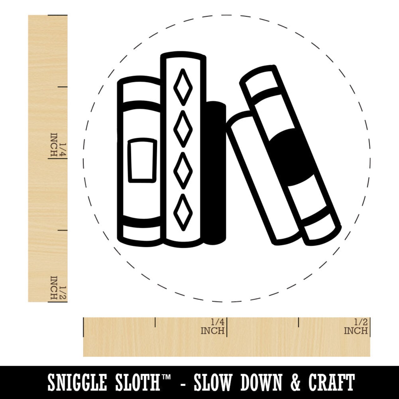 Books in a Row Reading Library Rubber Stamp for Stamping Crafting Planners